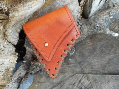 leather-axe sheath-saddle tan-cross stitched