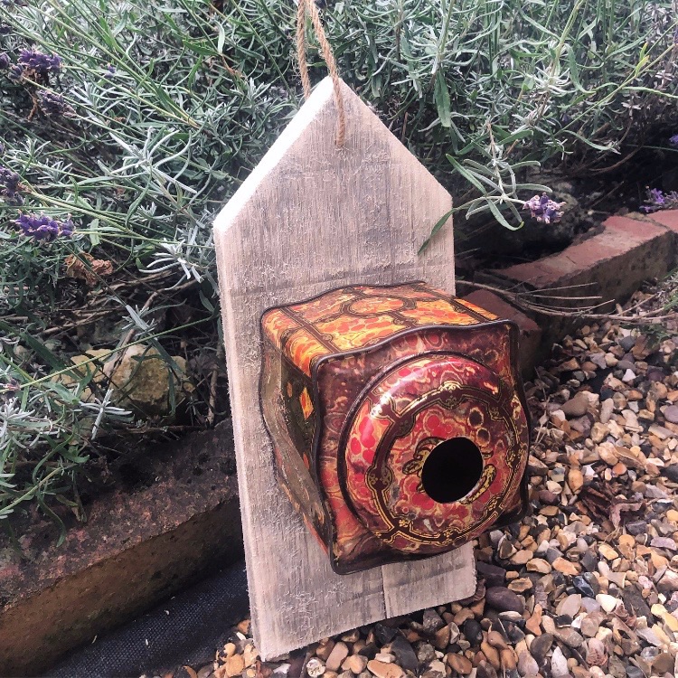 Vintage Coffee tin Birdhouse or feeder