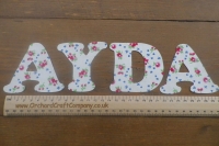 Iron On Fabric Uppercase Letters and Numbers 7.5 cm (3 Inch ) Floral Print