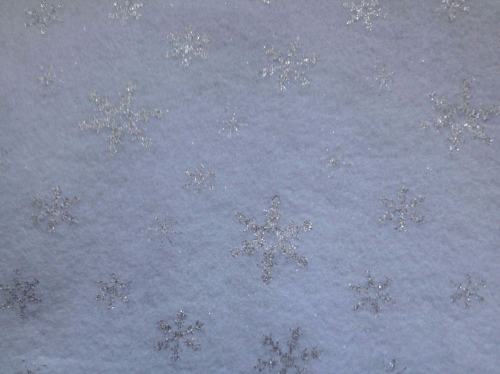 White Snowflake Acrylic Craft Felt Sheet