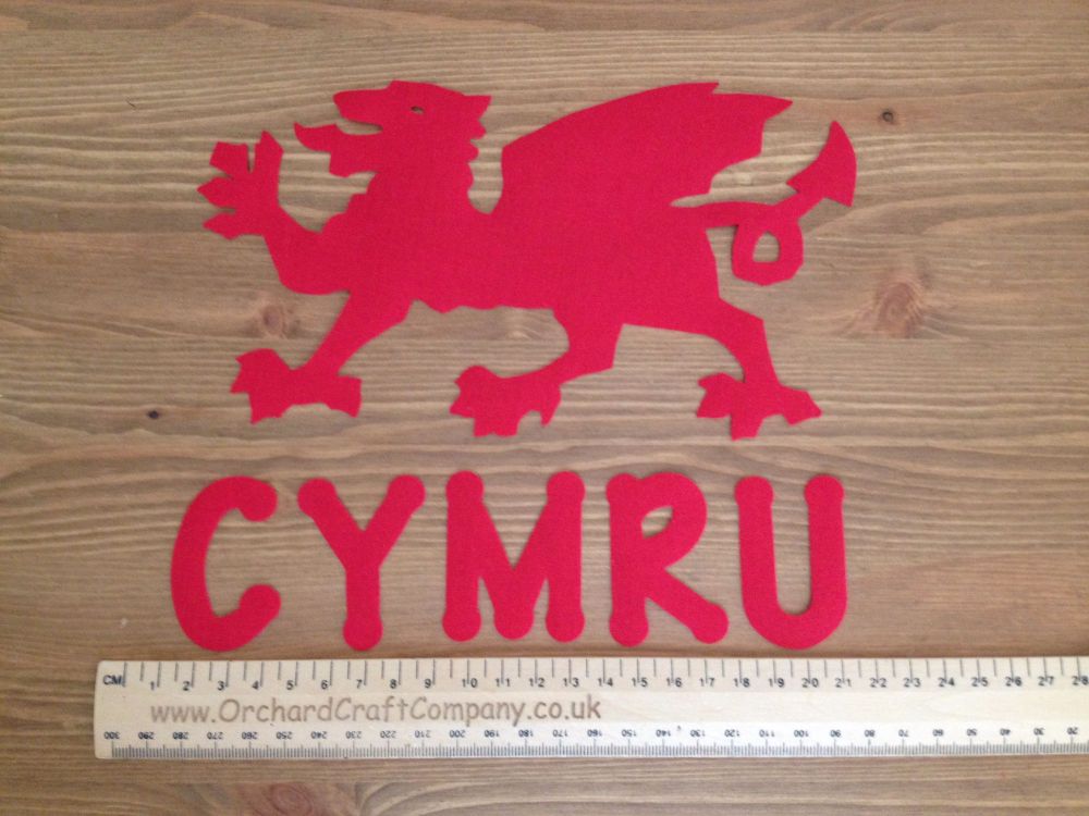 Welsh Dragon and Word, No Sew Iron on Fabric.