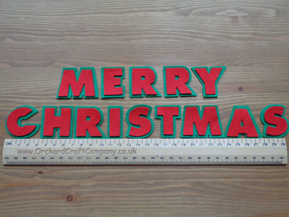 Merry Christmas. Double Chunky Felt 3.5cm letters 