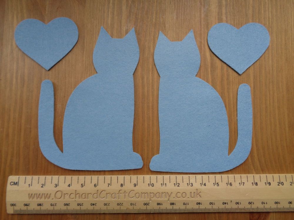 Calico Cats x 2 with hearts, Plain colours