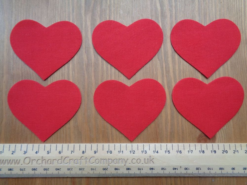 Fabric Iron On Hearts, Set of Six, Plain Colours