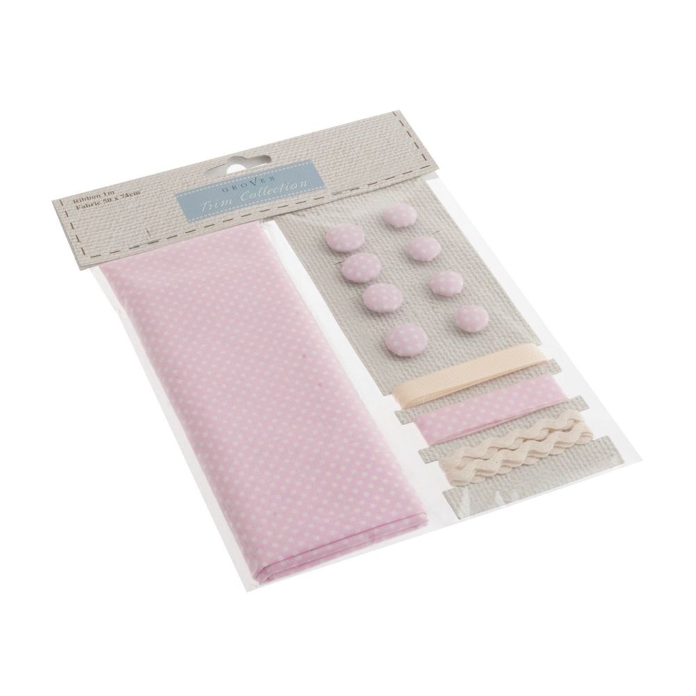 Fabric and Trim Collection- Pink Polka Dot