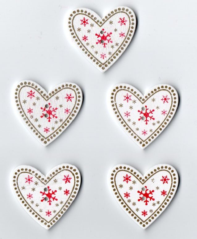 Wooden Hearts Christmas Buttons