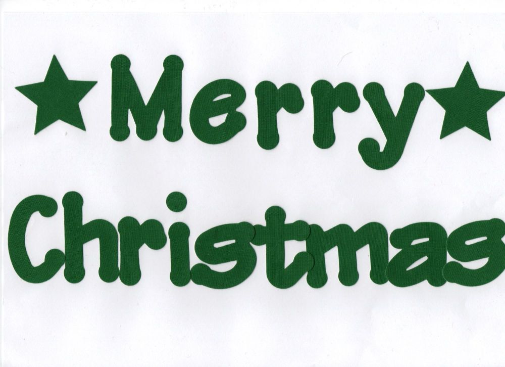 Merry Christmas  Iron on Fabric 5 cm letters. Lollipop font. Plain colours