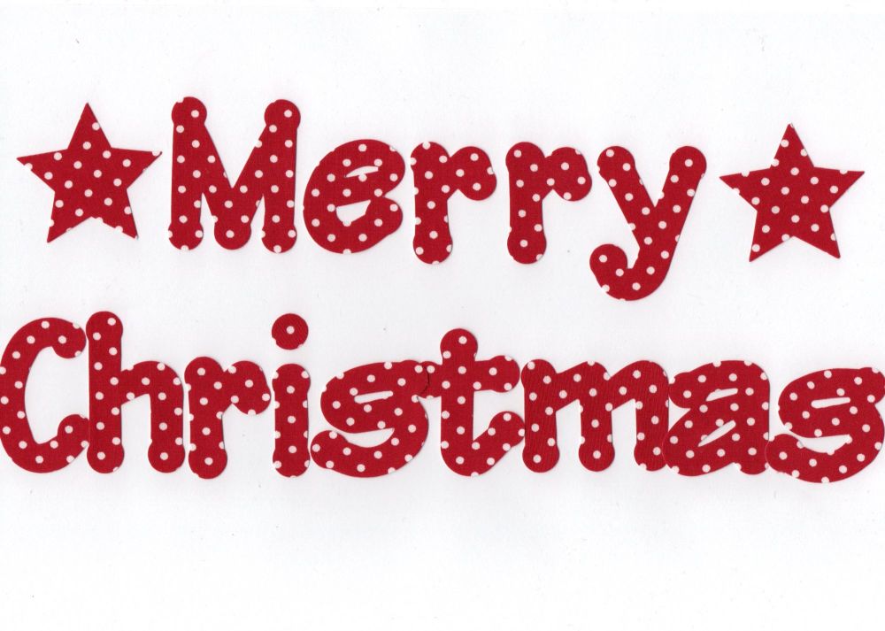 Merry Christmas, 5 cm Fabric Iron on Fabric letters.,Lollipop Font, Christmas Colours