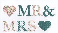 Iron on  Floral/Dotty Fabric MR & MRS Letters (No Sew)