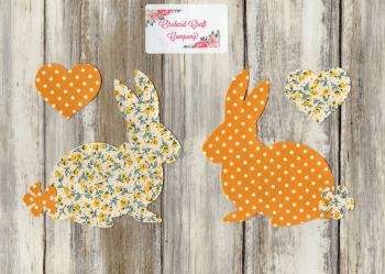   Fabric Iron On Bunny Rabbits, Dotty/ Floral