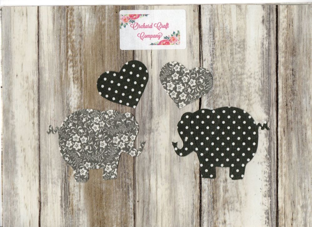 Fabric Iron on Elephants , Dotty/Floral