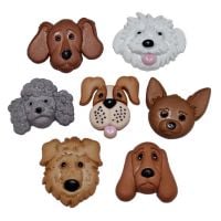 Dress It Up Buttons - Fuzzy Faces - CUTE DOGS