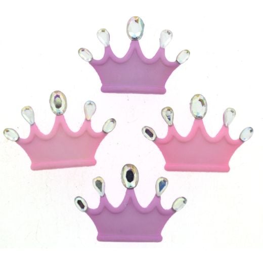 Dress It Up Buttons - PRINCESS CROWNS - Pink, Lilac Purple