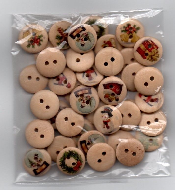 Wooden Picture Christmas Buttons