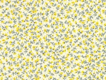 Yellow 100% Cotton fabric, Floral
