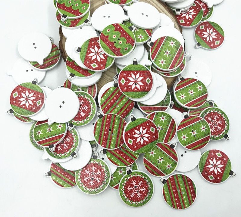 Wooden Bauble Christmas Buttons