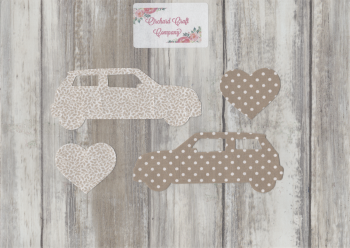 Fabric Iron On Mini Cooper Cars, Dotty/Floral