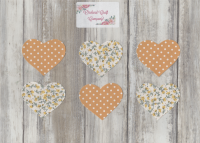  Fabric Iron On Hearts, Set of Six, Dotty/Floral 