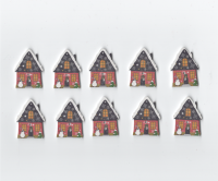 Wooden Christmas House Buttons