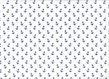 Nautical Blue/White Colour Anchor Nautical 100% Cotton Fabric. 