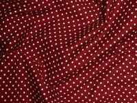 Cotton Fabric Dark Red - 3mm Red Polka Dot 