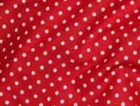 Cotton Fabric, Bright Red  3mm Polka Dot
