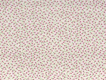 Tiny Pink flowers, Cream Background -  100% Cotton Poplin Fabric