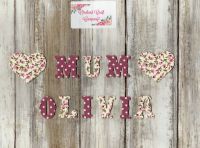 3cm Iron On Fabric ,Vintage Letters/Numbers,Dotty/Floral Set of 10