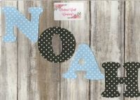 Iron On Fabric Uppercase Letters and Numbers 7.5 cm (3 Inch ) Polka Dot