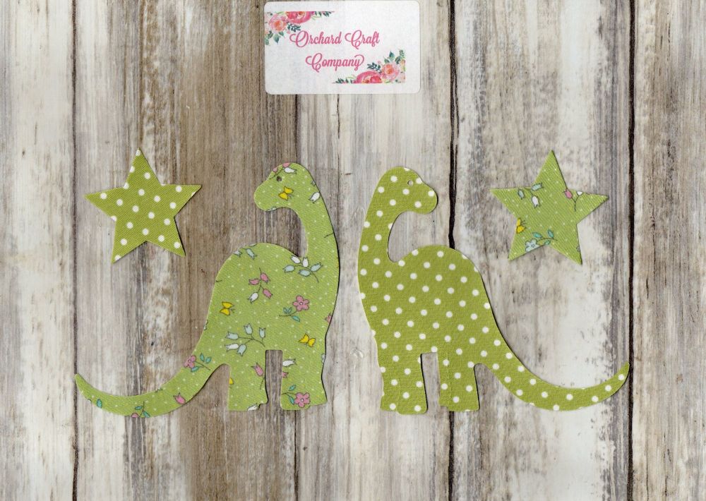 Fabric Iron On Dinosaurs  Diplodocus  in Floral/Dotty iron on Fabric