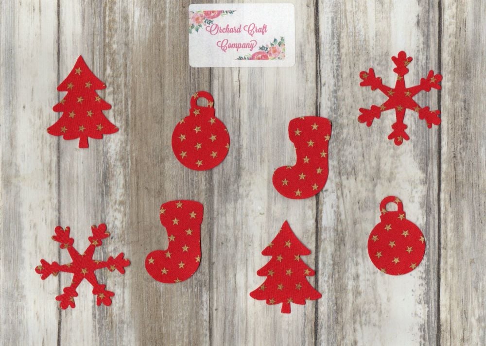 iron on fabric small Christmas shapes collection x 8