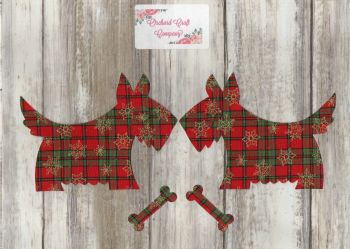 2 Large Iron On Fabric Christmas Scotty/Westie Dogs