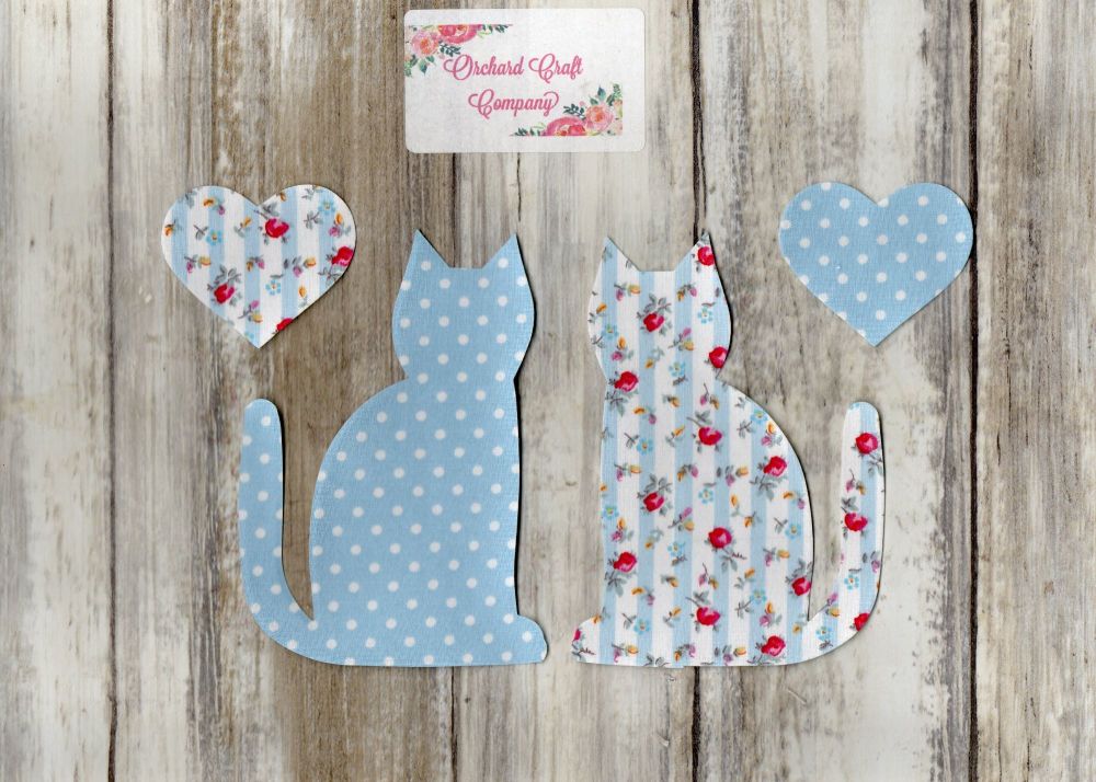 Fabric Iron On Cats,Dotty/Floral