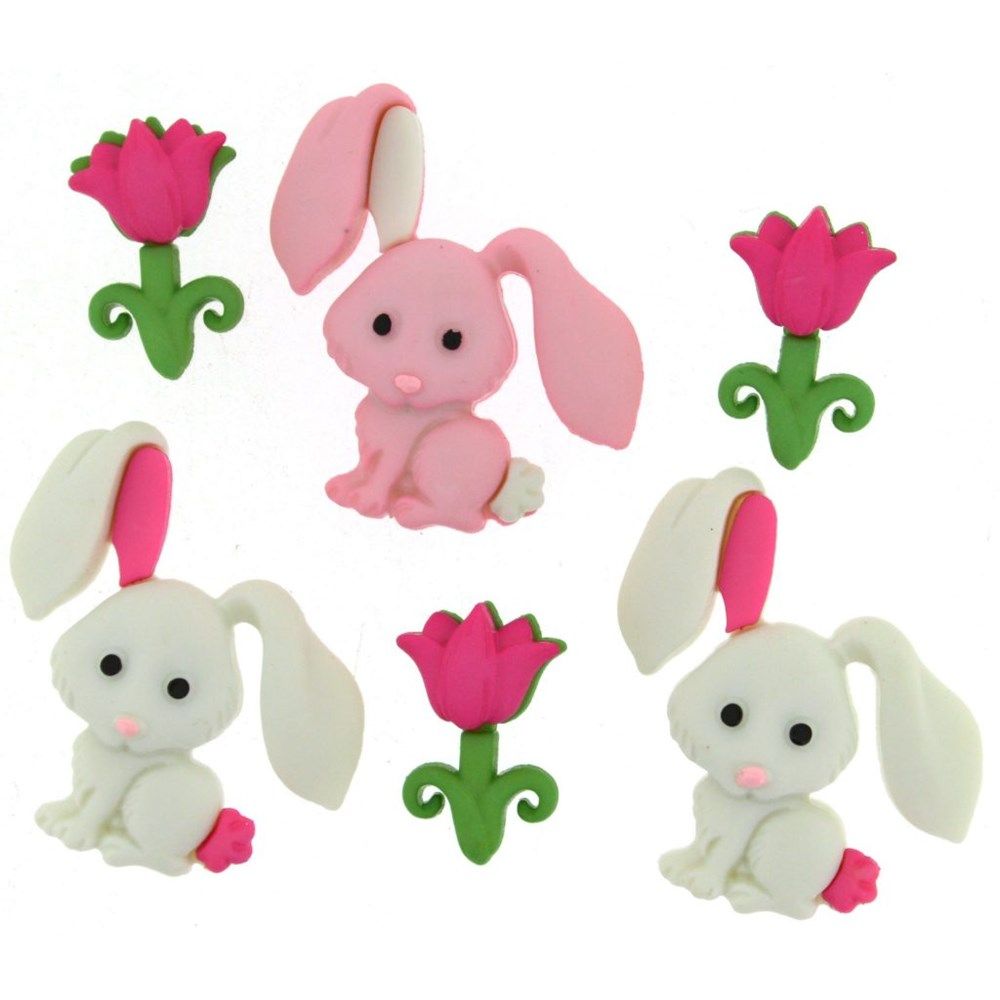Dress It Up - Craft Buttons -Bunny love