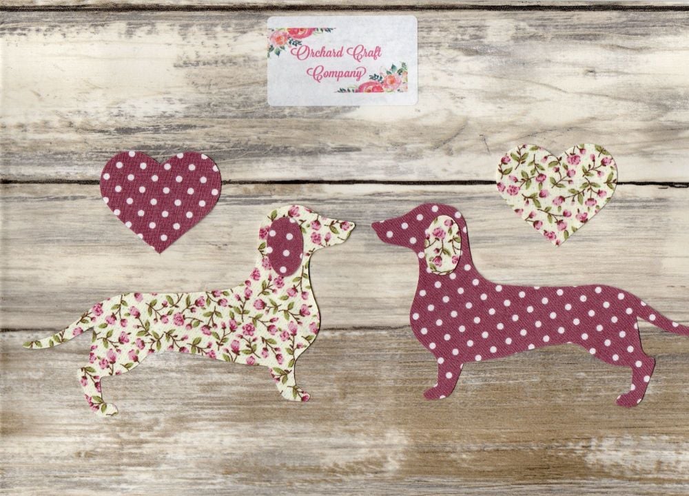 Fabric Iron On Dachshunds , Dotty/Floral