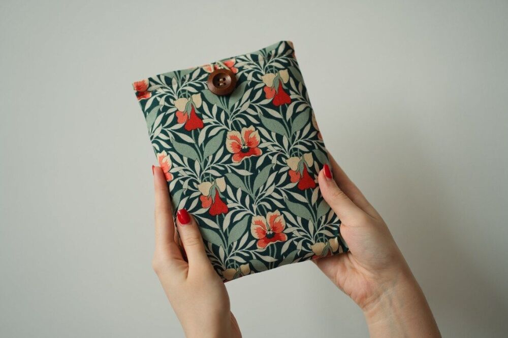 Liberty Fabric Kindle Sleeve 'Harriet's Pansy' Hesketh House Collection