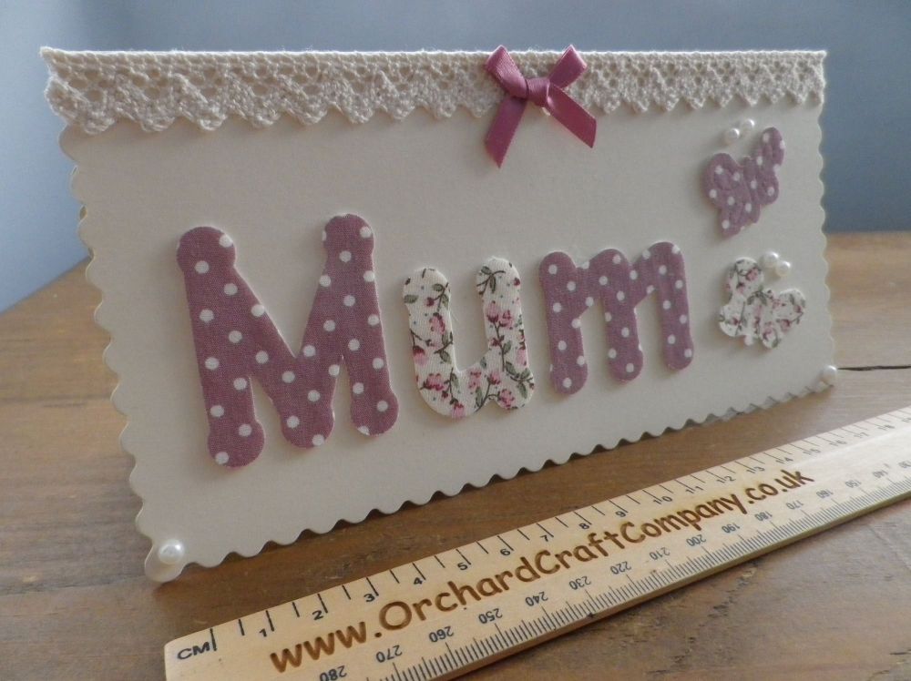 Mothers Day Card. Handcrafted vintage style fabric lace.