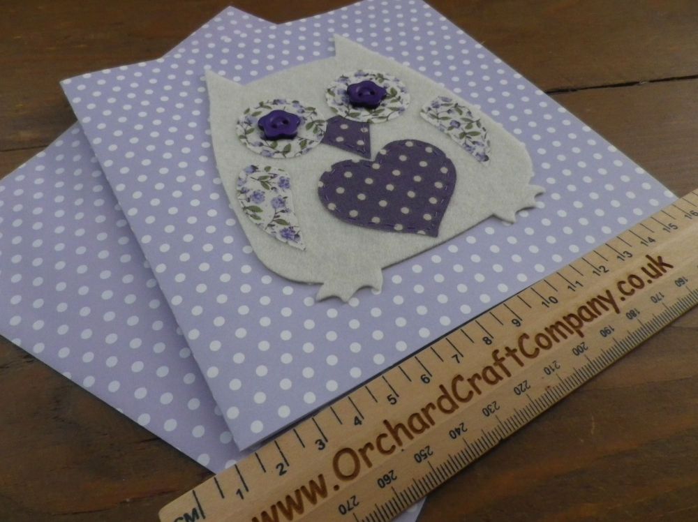 Handmade Felt and Fabric Owl card