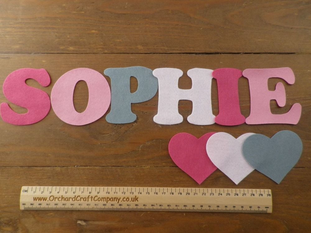 Large Felt Letters or Numbers (7.5cm) in Choice of 26 Quality Felt Colours.