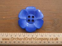 Royal Blue, Large Clown Flower Button. 64 mm