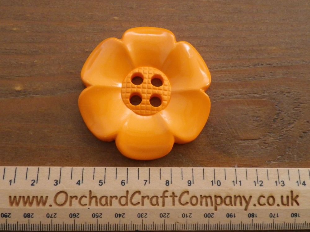 Orange, Large Clown Flower Button. 64 mm