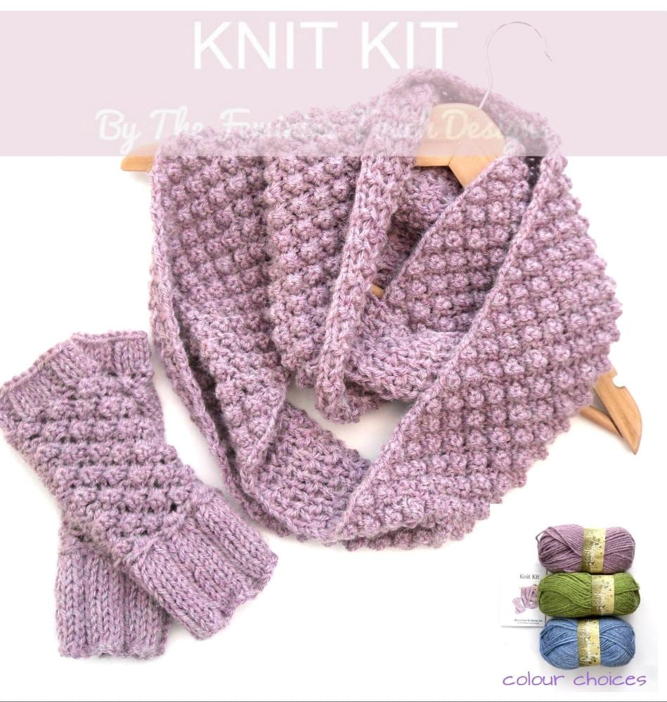Knit Kit for berry cowl and gloves set