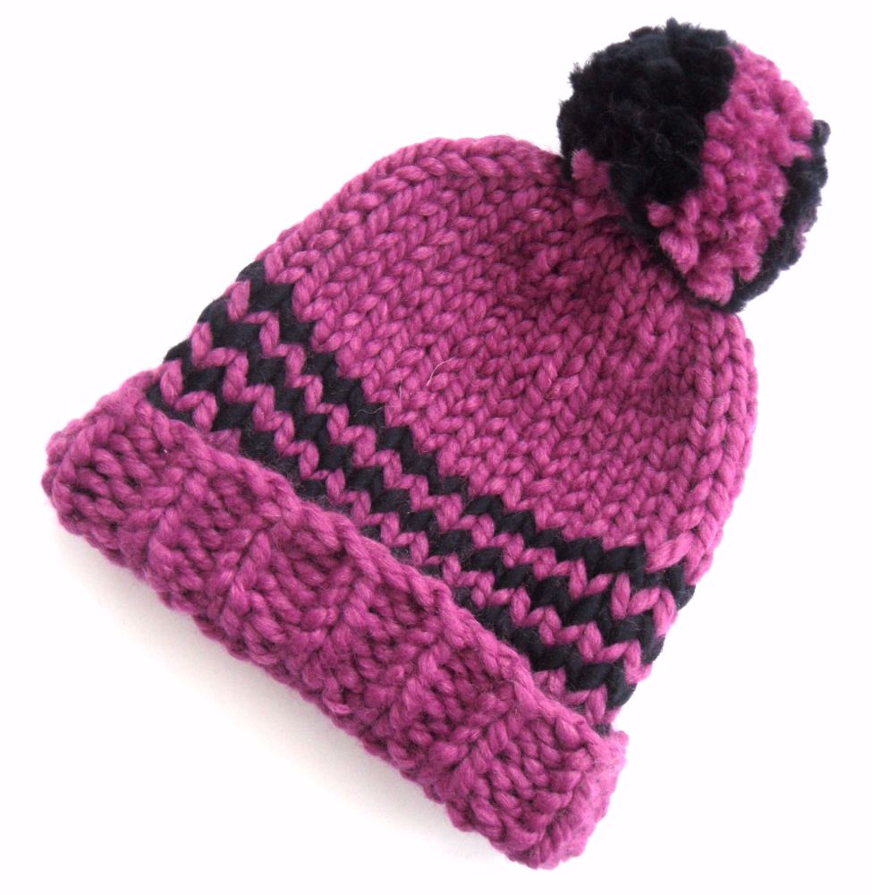 Pink Wool Beanie Hat