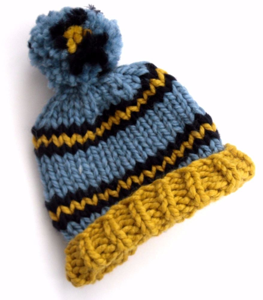 Blue , Yellow Beanie Hat