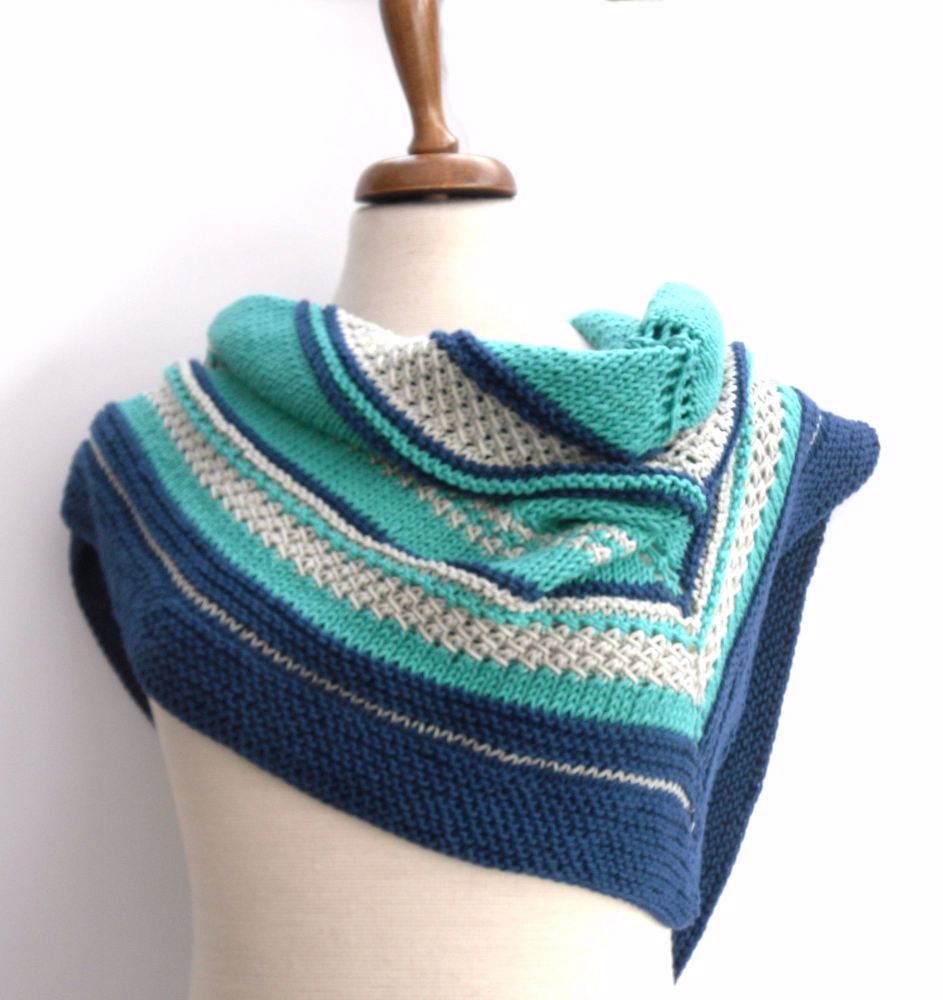 Cotton Striped triangular shawl