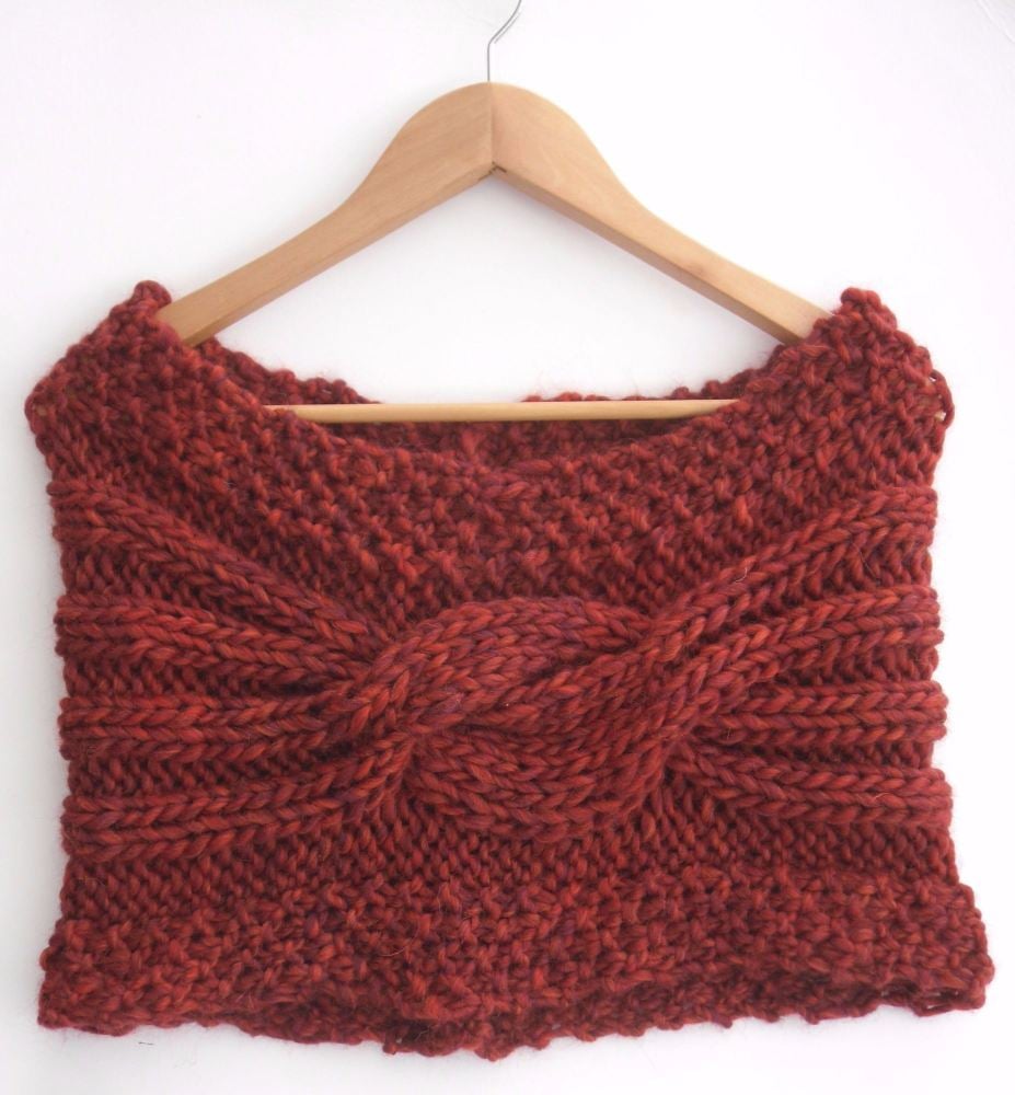 Maroon knitted Women's stole / snood