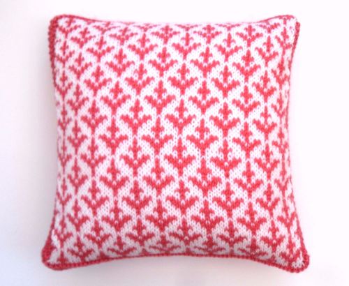 Fair Isle cushion with valentine cupid arrows