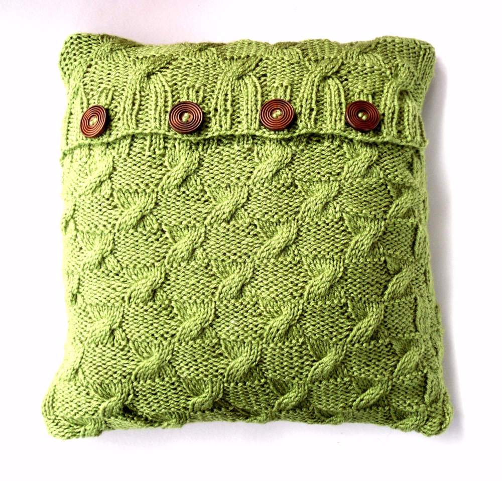 Green cable knit  cushion cover 