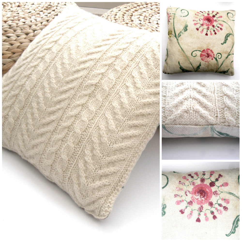 Wool Cabled / Floral Cushions