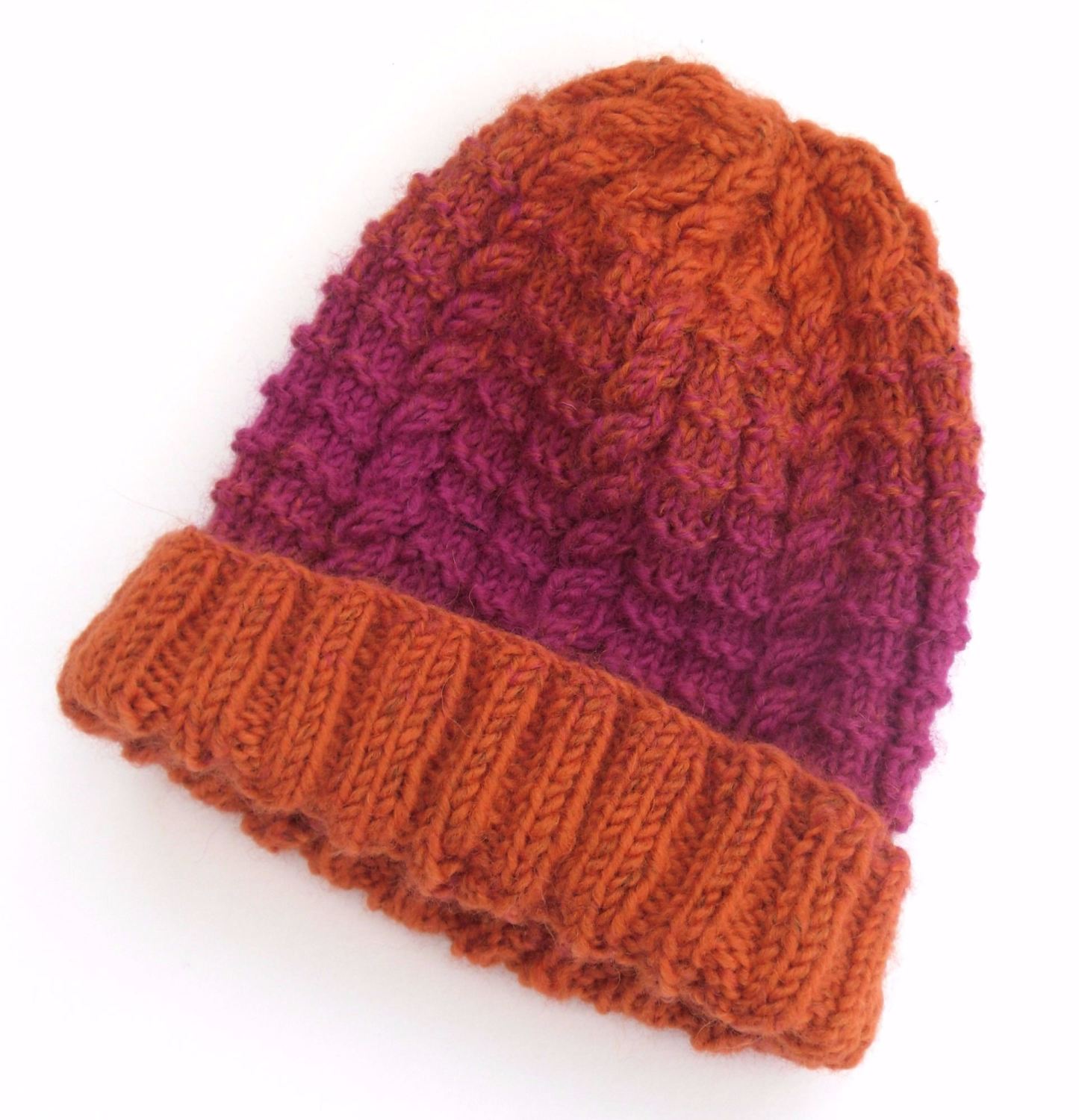 brown and orange beanie